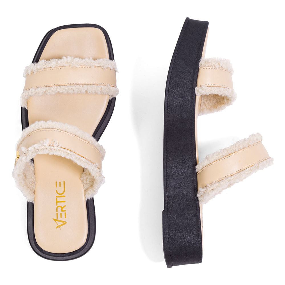 Sandália Flatform Duas Tiras  Porcelana