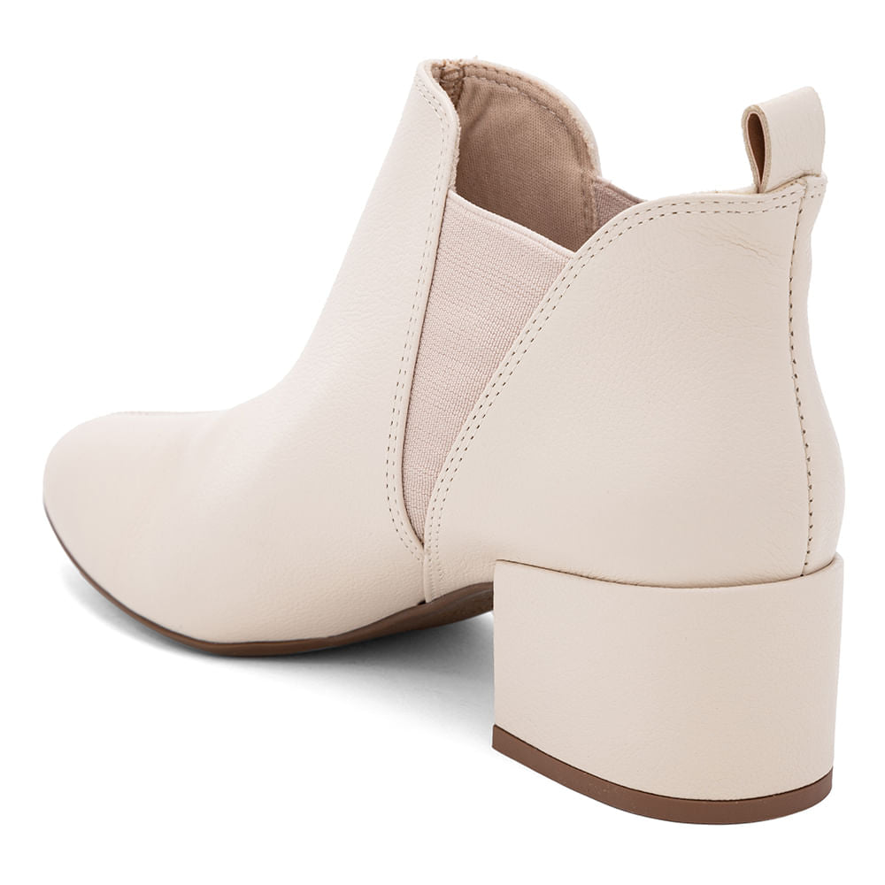 Bota Feminina Cano Curto Salto Baixo OffWhite