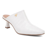 Mule Fechado Salto Fino Baixo OffWhite