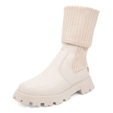 Bota Meia Coturno Cano Médio Tratorada Porcelana