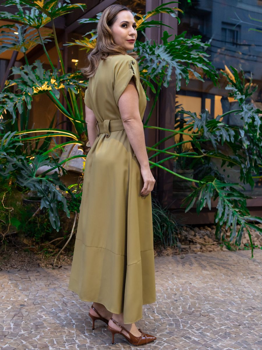 Vestido Longuete Alfaiataria Verde
