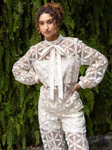 Blusa Manga Longa Bordada OffWhite