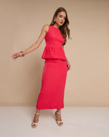 Conjunto Saia e Blusa Peplum Vermelho