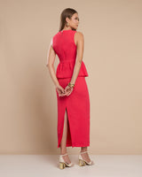 Conjunto Saia e Blusa Peplum Vermelho