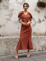 Vestido Longo Capa Telha