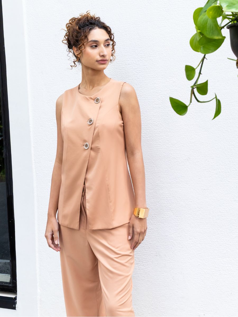 Calça Pantalona Alfaiatada Camel