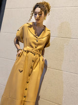 Vestido Longuete Alfaiataria Marrom