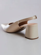 Scarpin Slingback Nude com Salto Bloco