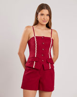 Conjunto  Short e Colete Vinho