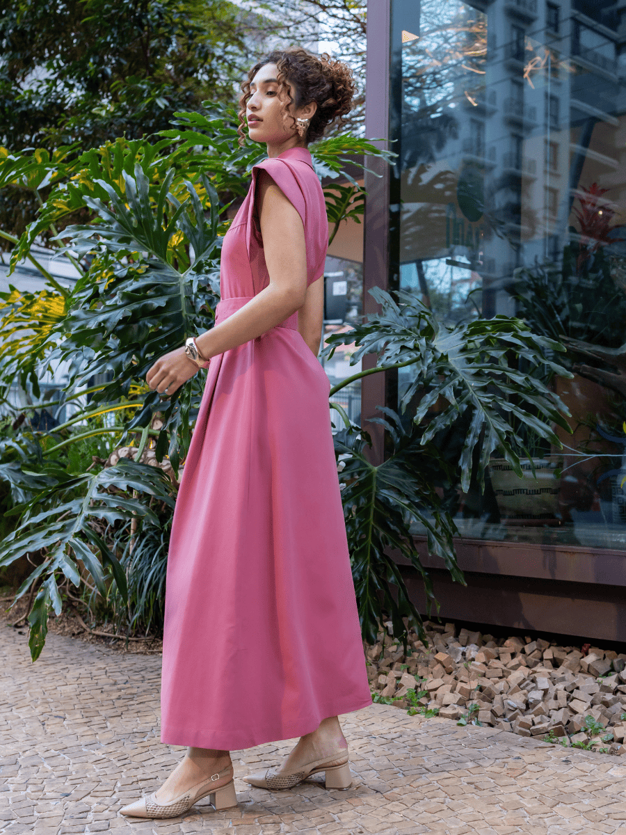 Vestido Longo Muscle Algodão Rosa