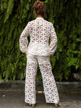 Calça Pantalona Bordada Ofwhite