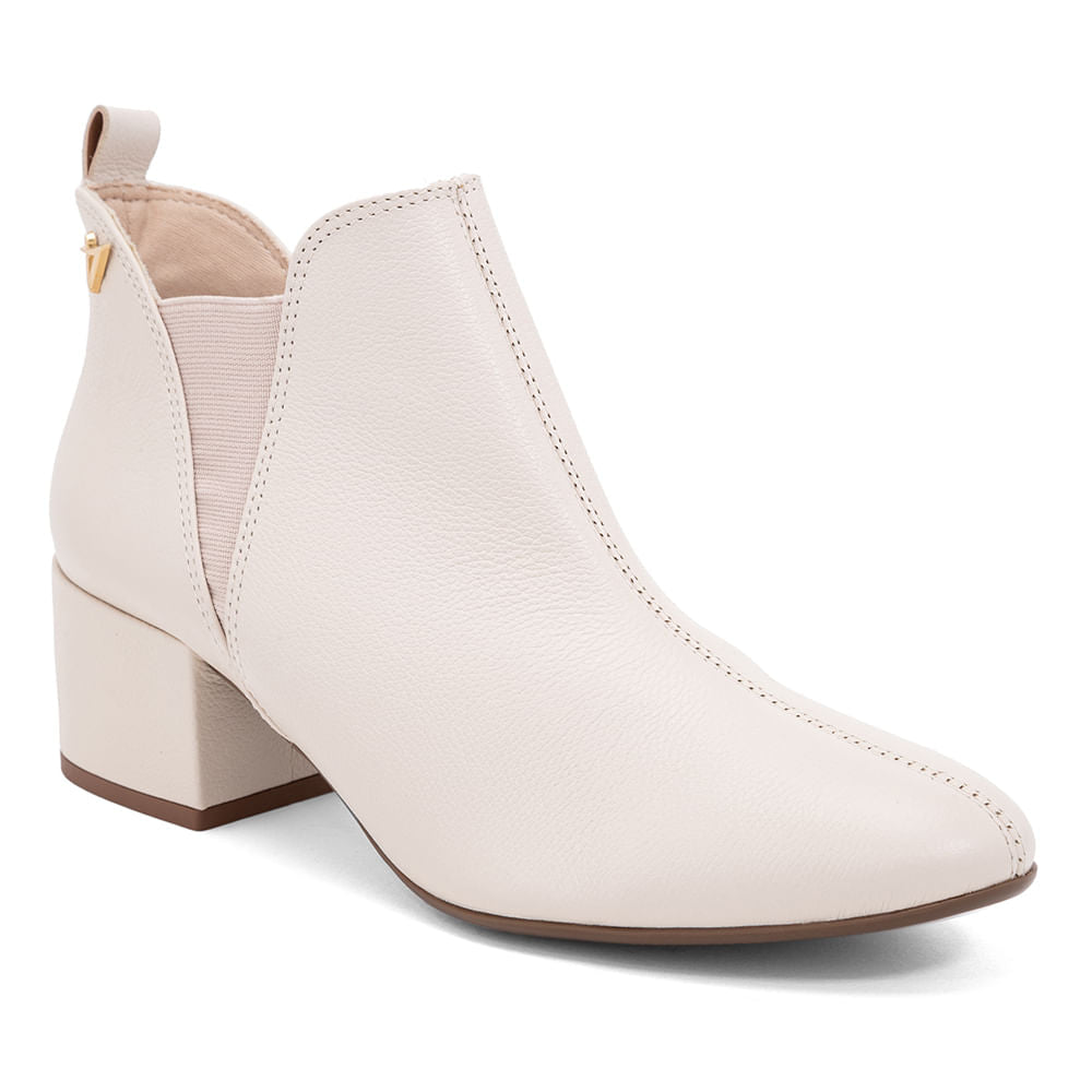 Bota Feminina Cano Curto Salto Baixo OffWhite