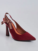 Scarpin Slingback com Tira Listrada Vinho