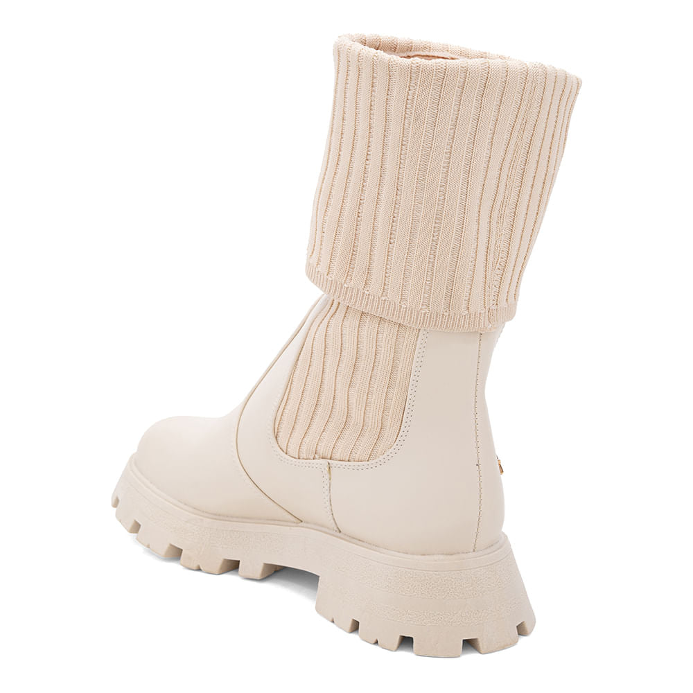 Bota Meia Coturno Cano Médio Tratorada Porcelana