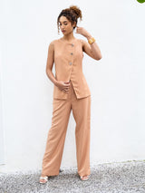 Calça Pantalona Alfaiatada Camel