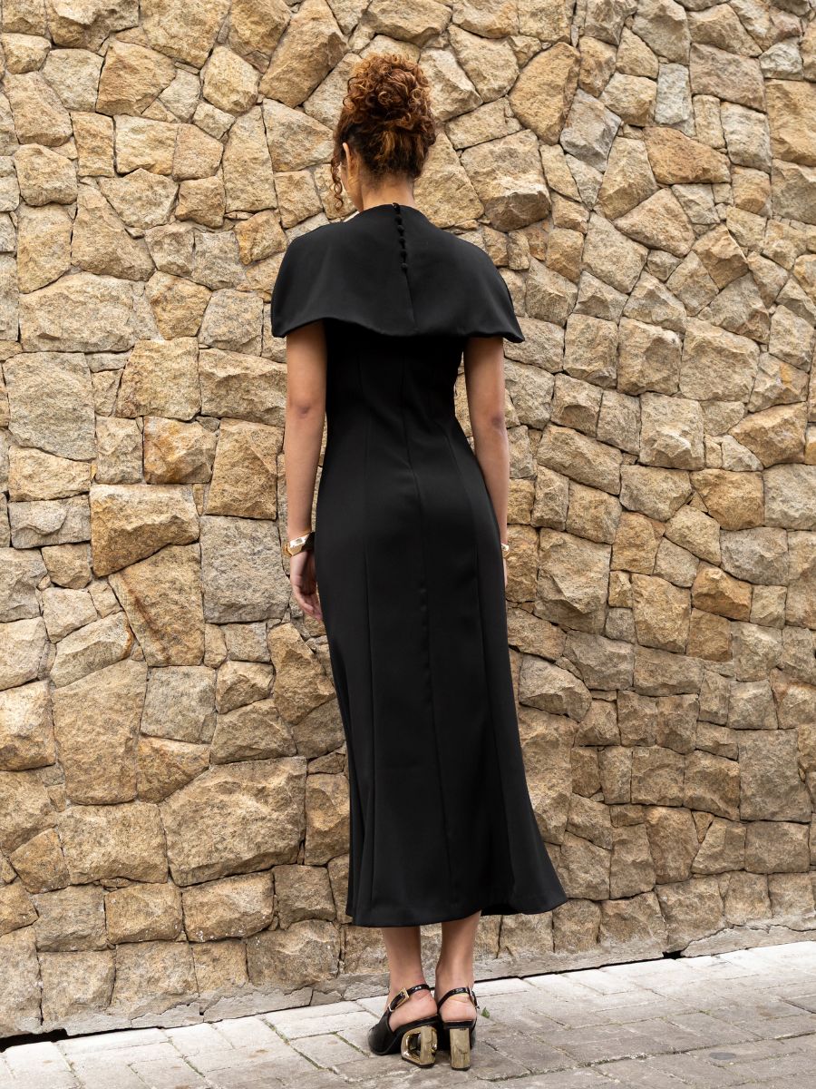 Vestido Longo Capa Preto