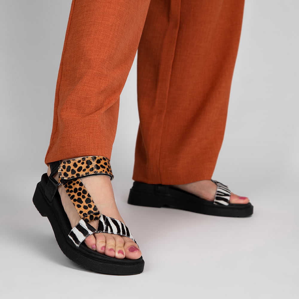 Sandália Feminina Papete Leopardo