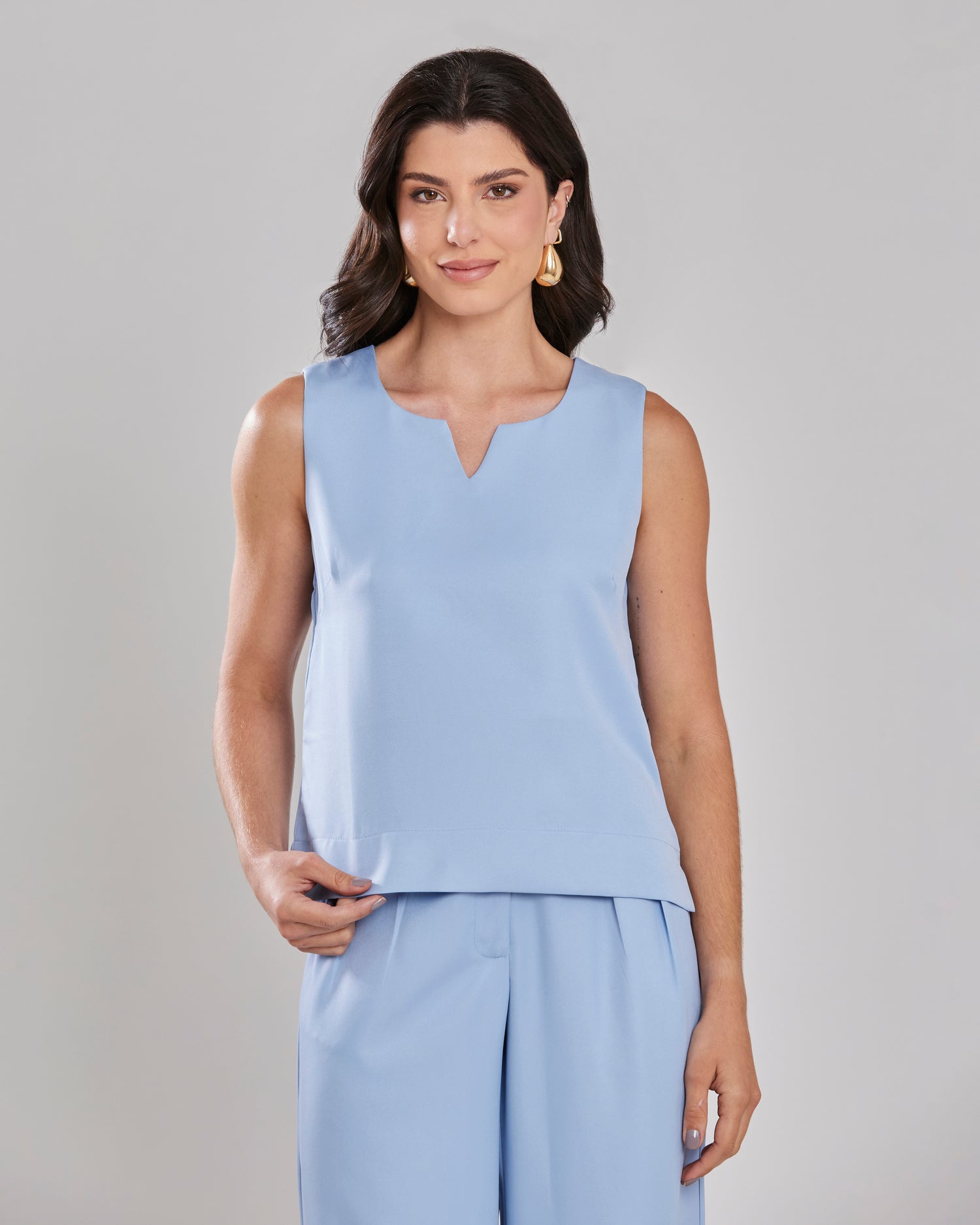 Conjunto Regata e Calça Pantalona Azul