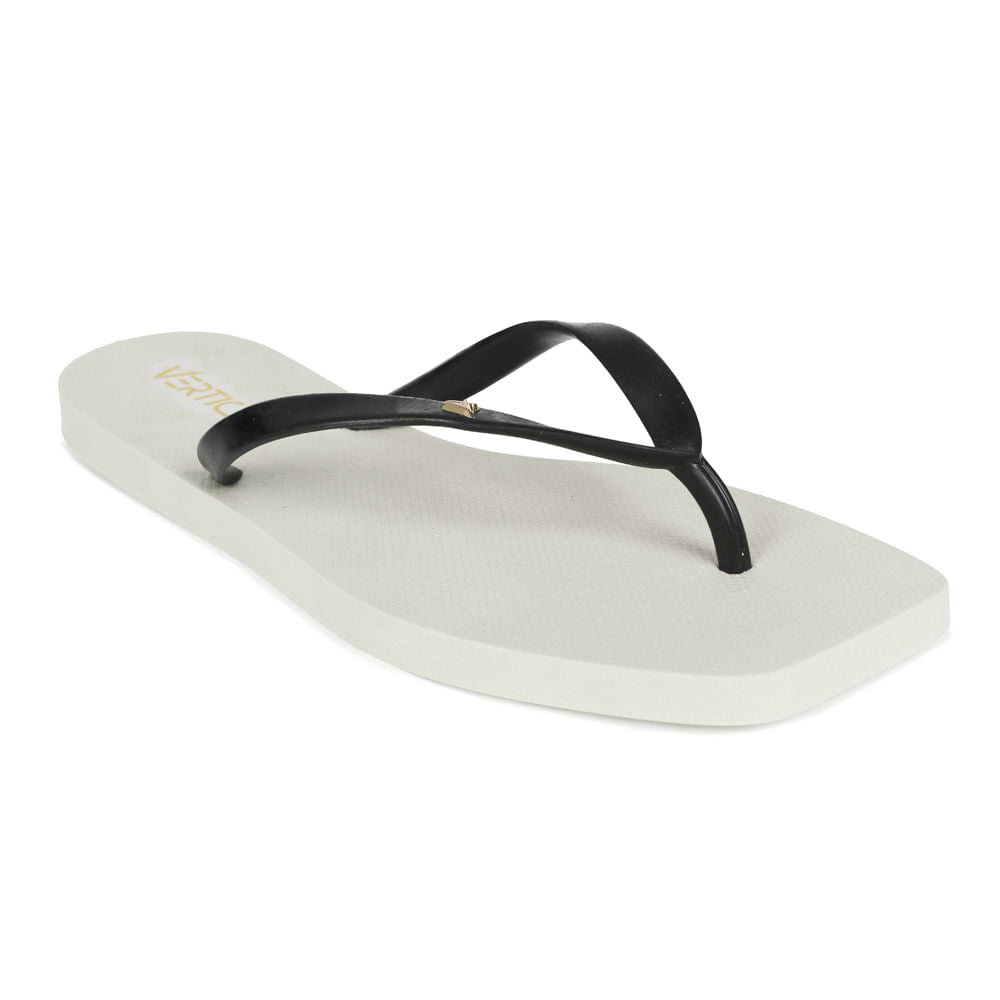 Chinelo Tira Lisa Preto\Offwhite