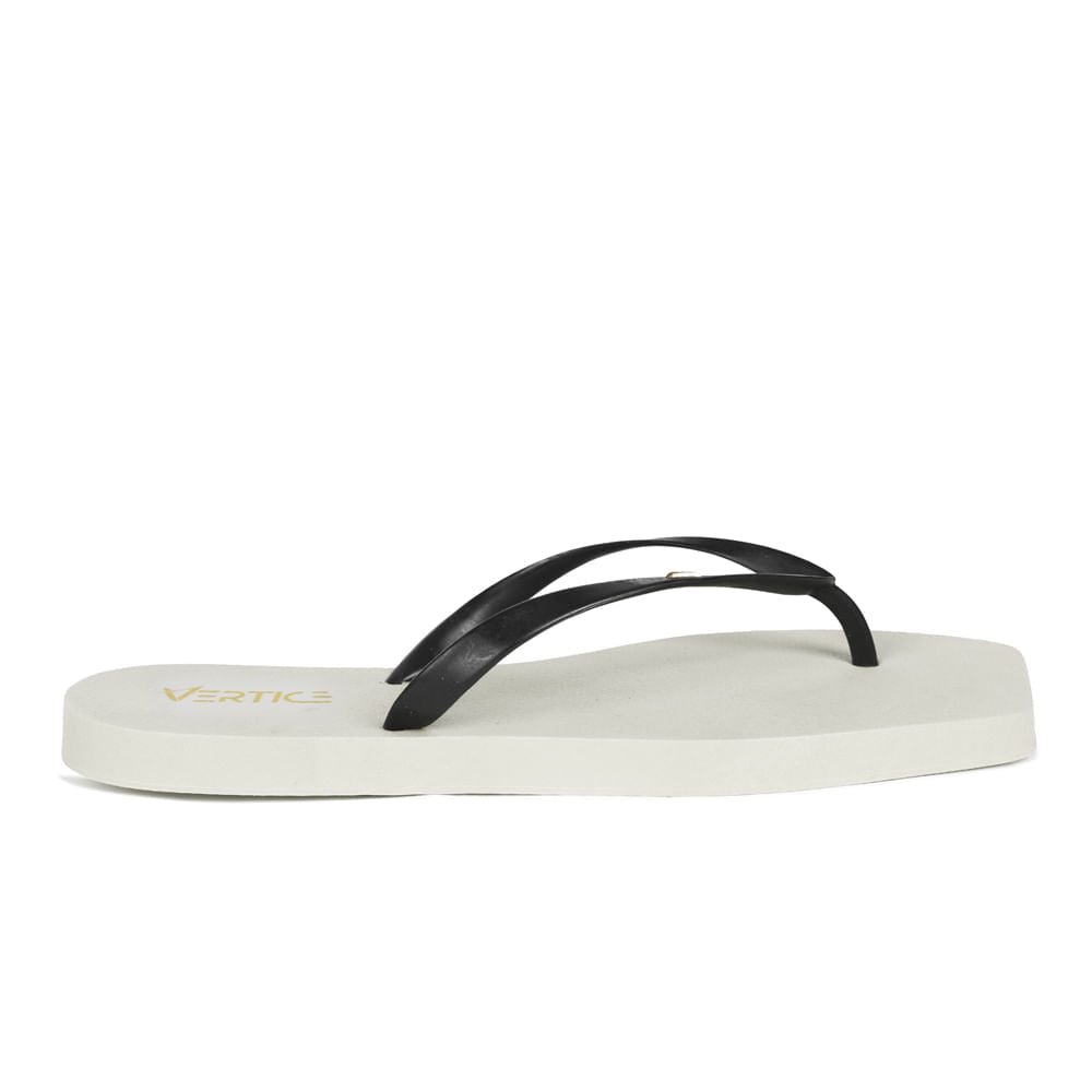 Chinelo Tira Lisa Preto\Offwhite