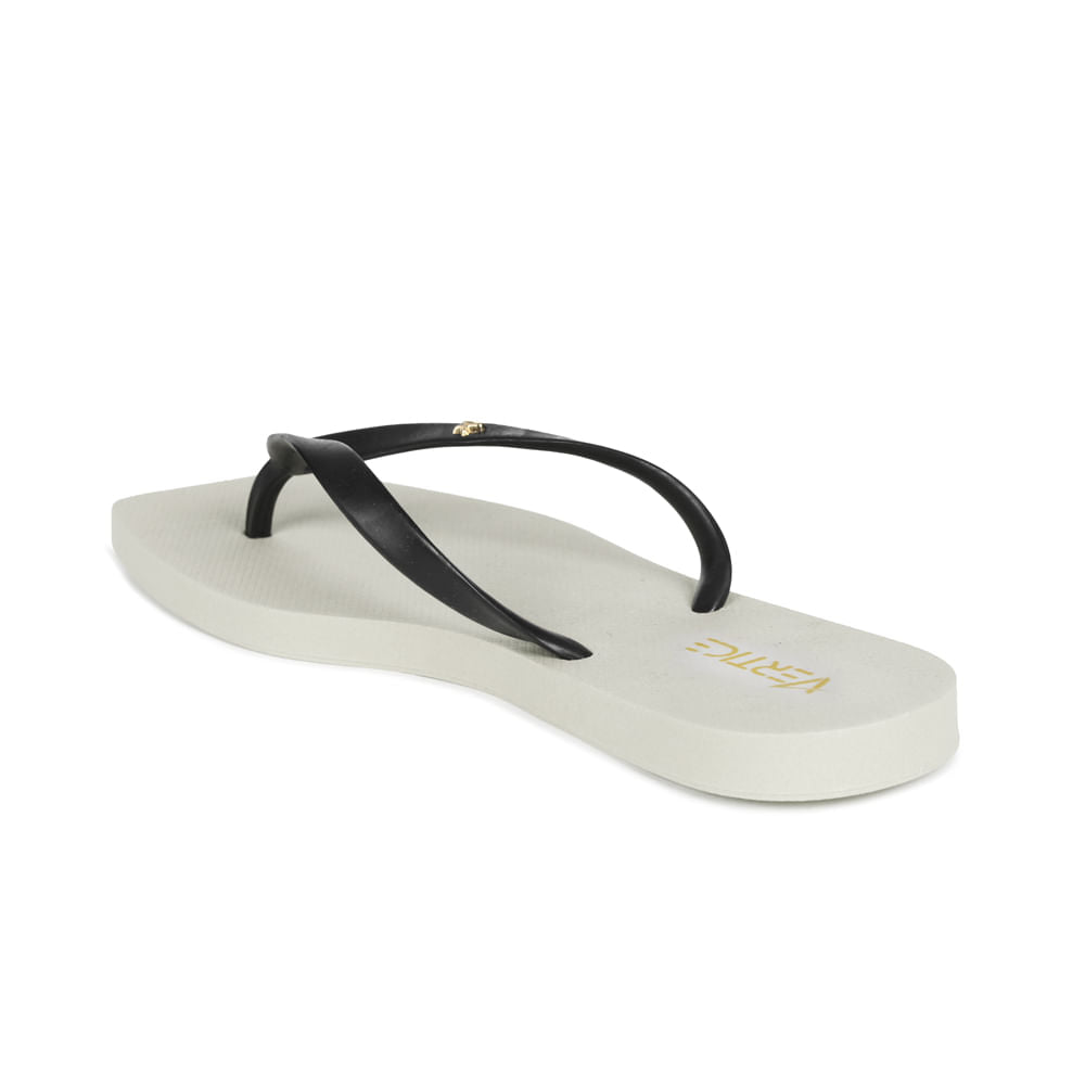 Chinelo Tira Lisa Preto\Offwhite