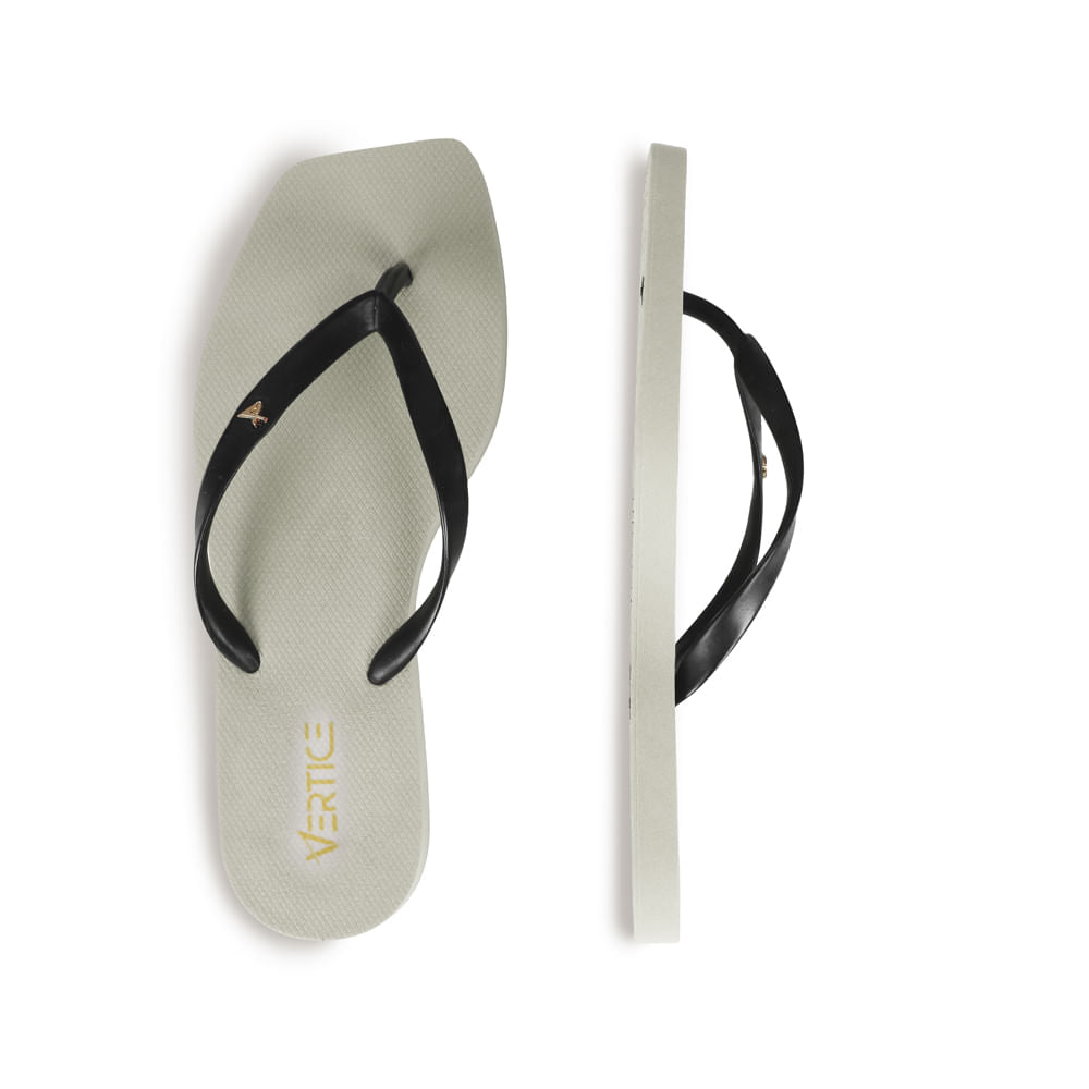 Chinelo Tira Lisa Preto\Offwhite