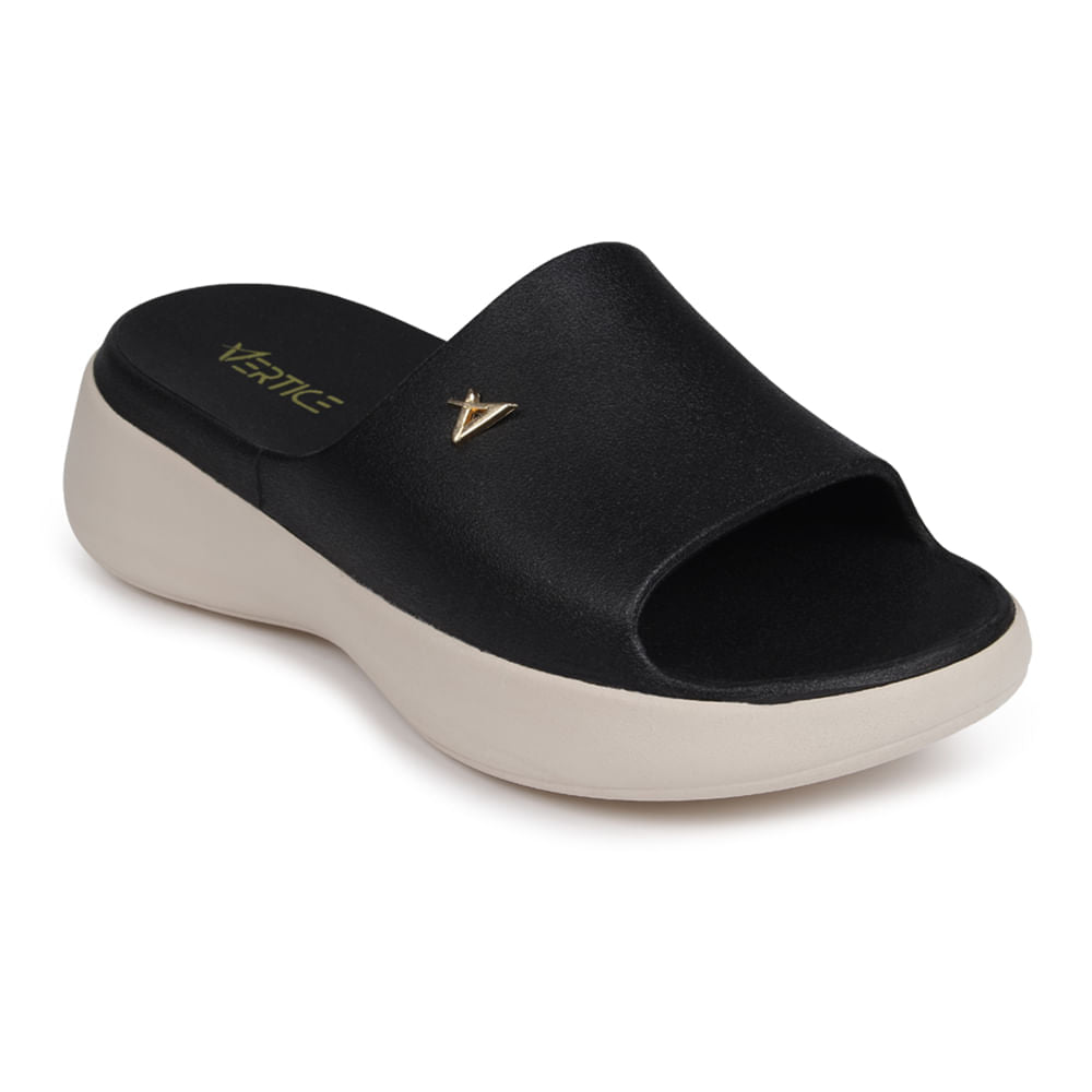 Sandália Slide Papete Nuvem Preto\off whitee