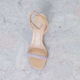 Sandalia Salto Medio Bloco Sparkle Creme