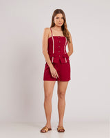 Conjunto  Short e Colete Vinho