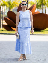 Conjunto Laise Regata e Saia Azul