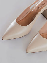 Scarpin Slingback Nude com Salto Bloco