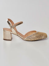 Sandália Slingback Tressê Ouro