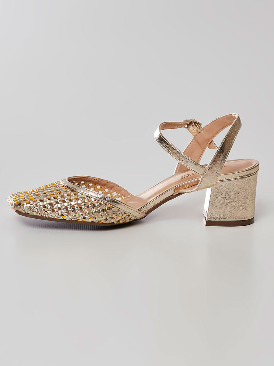 Sandália Slingback Tressê Ouro