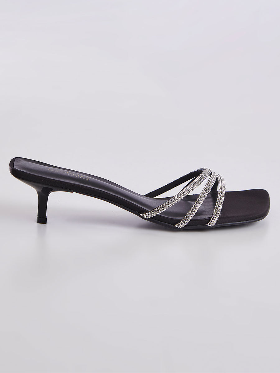 Sandalia Mule Feminino Salto Pequeno Preto