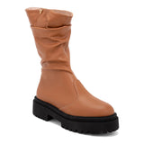 Bota Feminina Cano Longo Over Salto Tratorado Marrom
