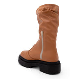 Bota Feminina Cano Longo Over Salto Tratorado Marrom
