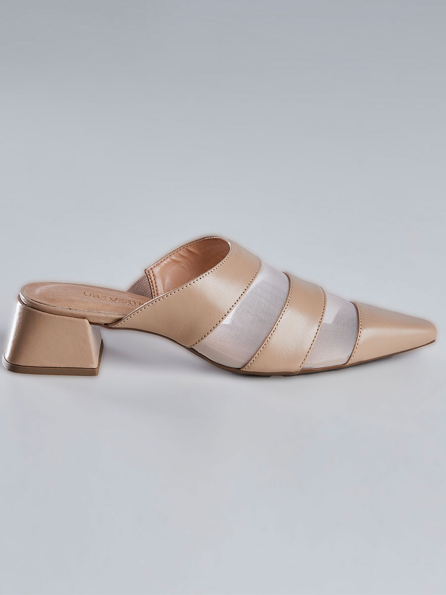 Mule Bico Fino com Tiras Nude