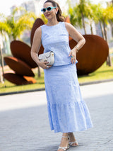 Conjunto Laise Regata e Saia Azul
