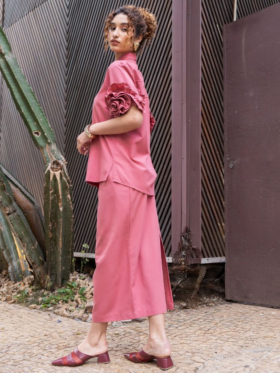Saia Longuete Algodão Rosa