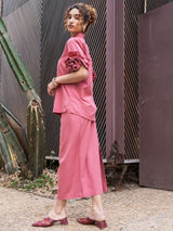 Saia Longuete Algodão Rosa
