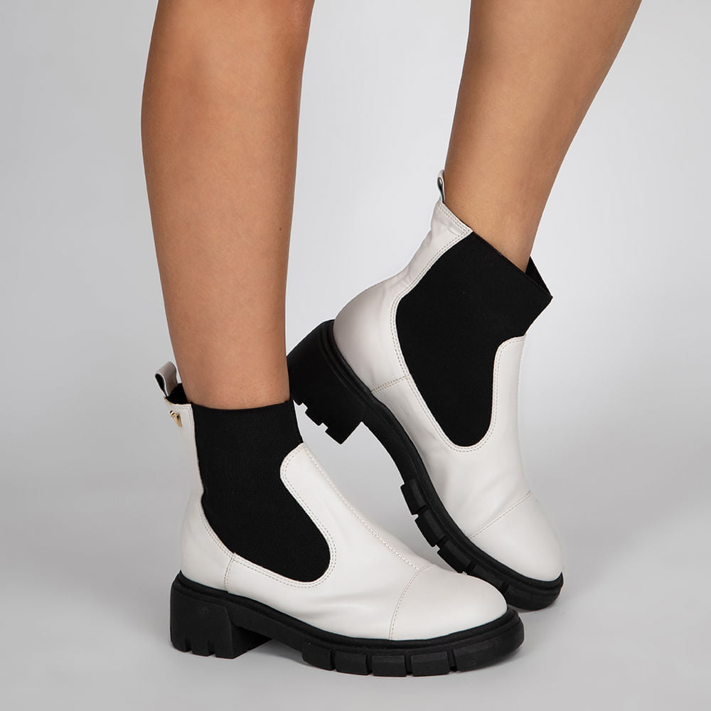 Bota Coturno Tratora Cano Médio  Offwhite