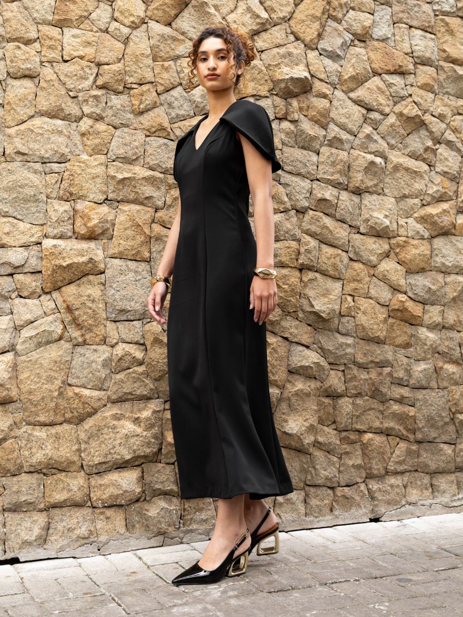Vestido Longo Capa Preto