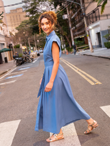 Vestido Longo Muscle Algodão Azul