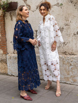 Vestido Amplo Margarida Azul Marinho