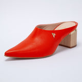 Mule Feminino Salto Grosso Bico Fino - Tangerina