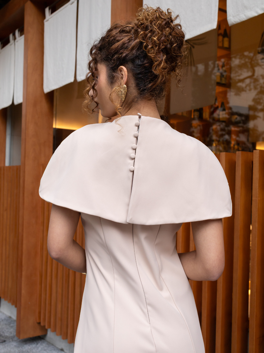 Vestido Longo Capa Nude