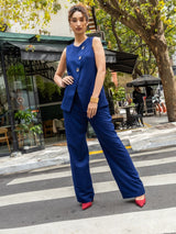 Calça Pantalona Alfaiatada Azul Marinho