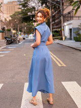 Vestido Longo Muscle Algodão Azul