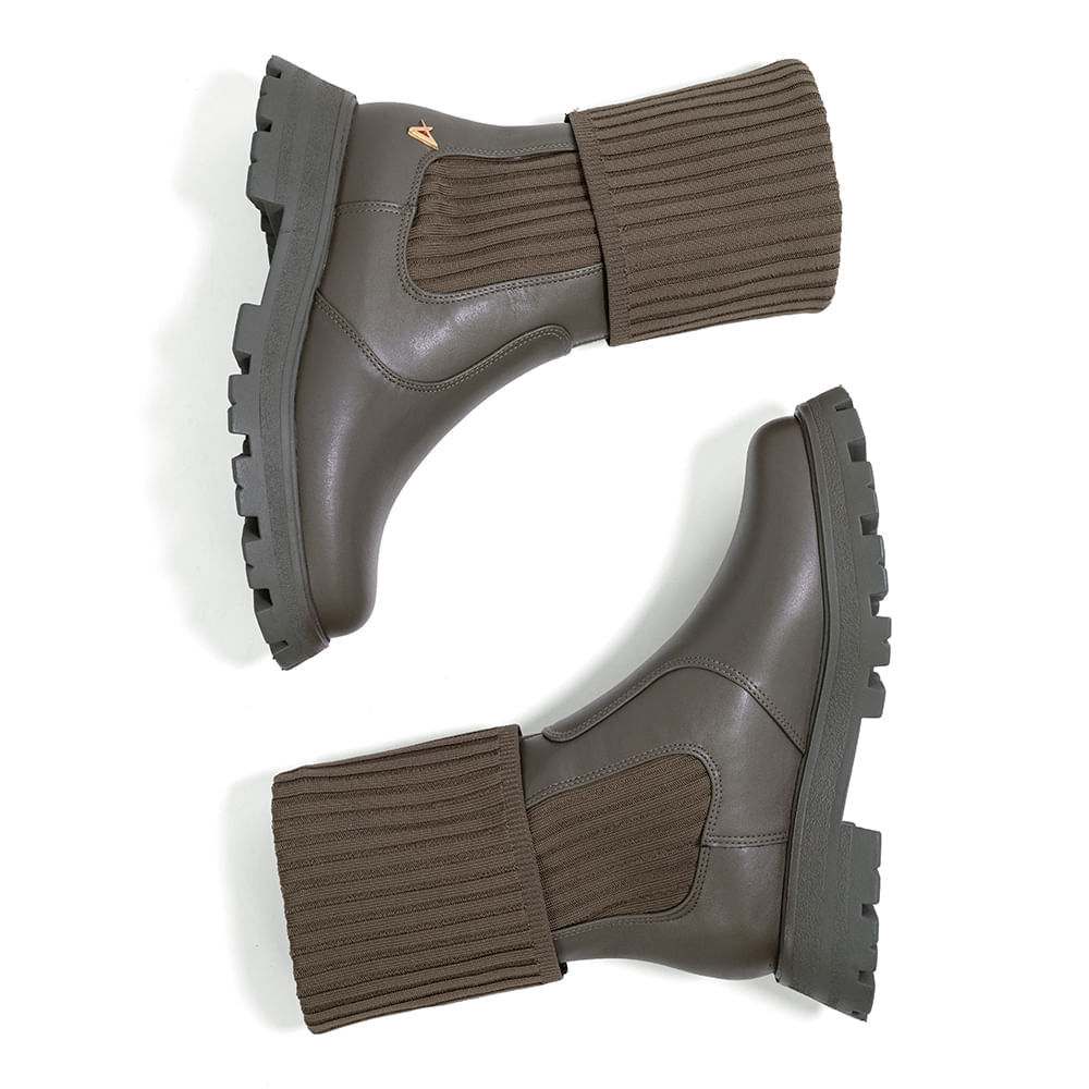 Bota Meia Coturno Cano Médio Tratorada  Verde