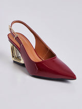 Scarpin Com Salto Geometrico Vazado Vinho